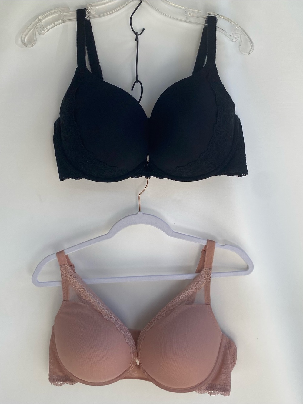 Torrid Curves bras set of 2 black and mauve lace padded push up full figure 42 D